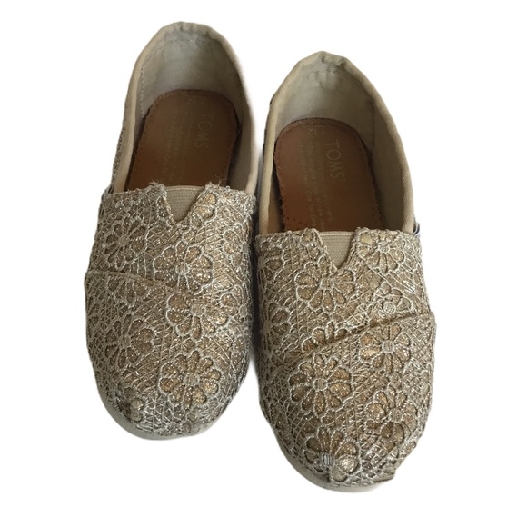 Toms Crochet Glitter Slip On Alpargata Flat Shoes - Picture 2 of 5
